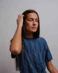 Chevron Ruben Tee - Delphinium