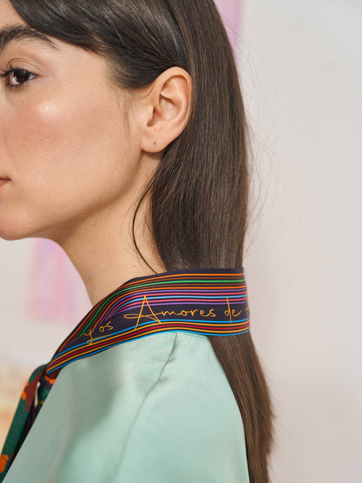 "Frida's Garden" Silk Skinny Scarf - Purple