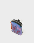 Florence Pouch Charm - Vista Blue Leather Keychain Retro Tiger Embroidery