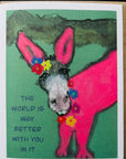 Better with you funny pink donkey pet greeting card 