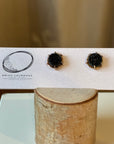 EL026-03 Black Quartz Druzy Studs