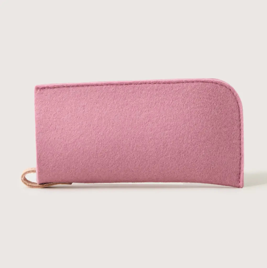 Classic Merino Wool Eyeglass Sleeve - Mauve Vachetta