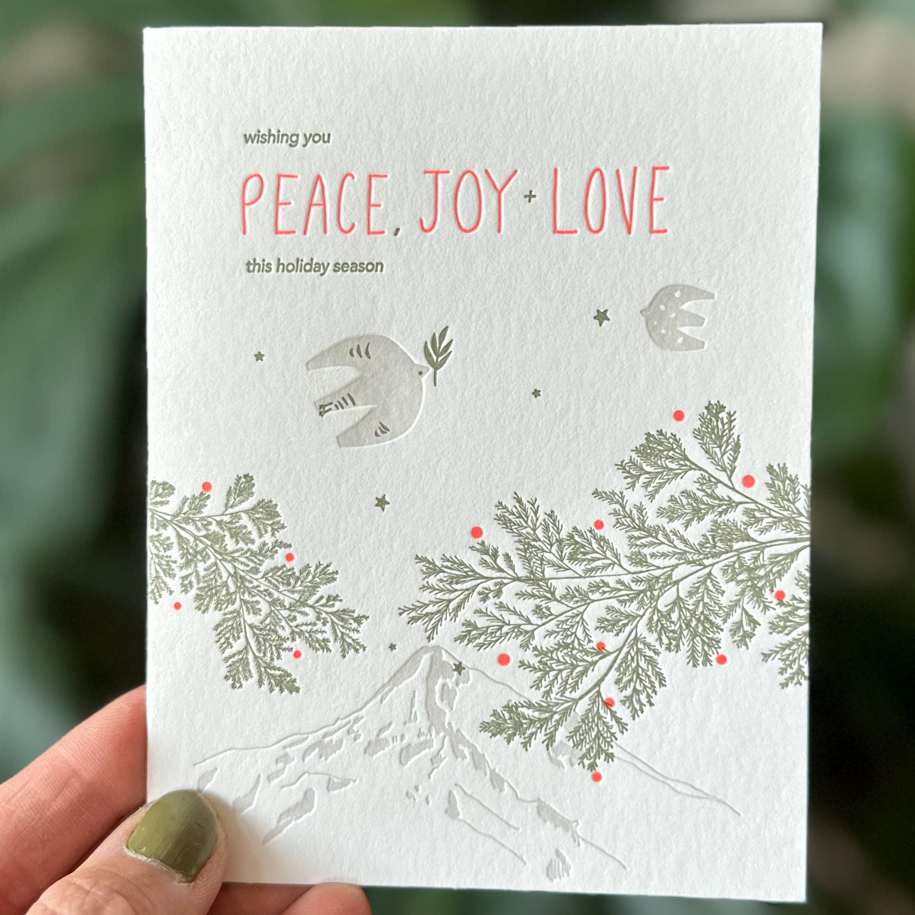 Peace Joy Love Doves and Holiday Letterpress BOXED SET