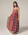 Contrast Midi Dress - Red/Blue