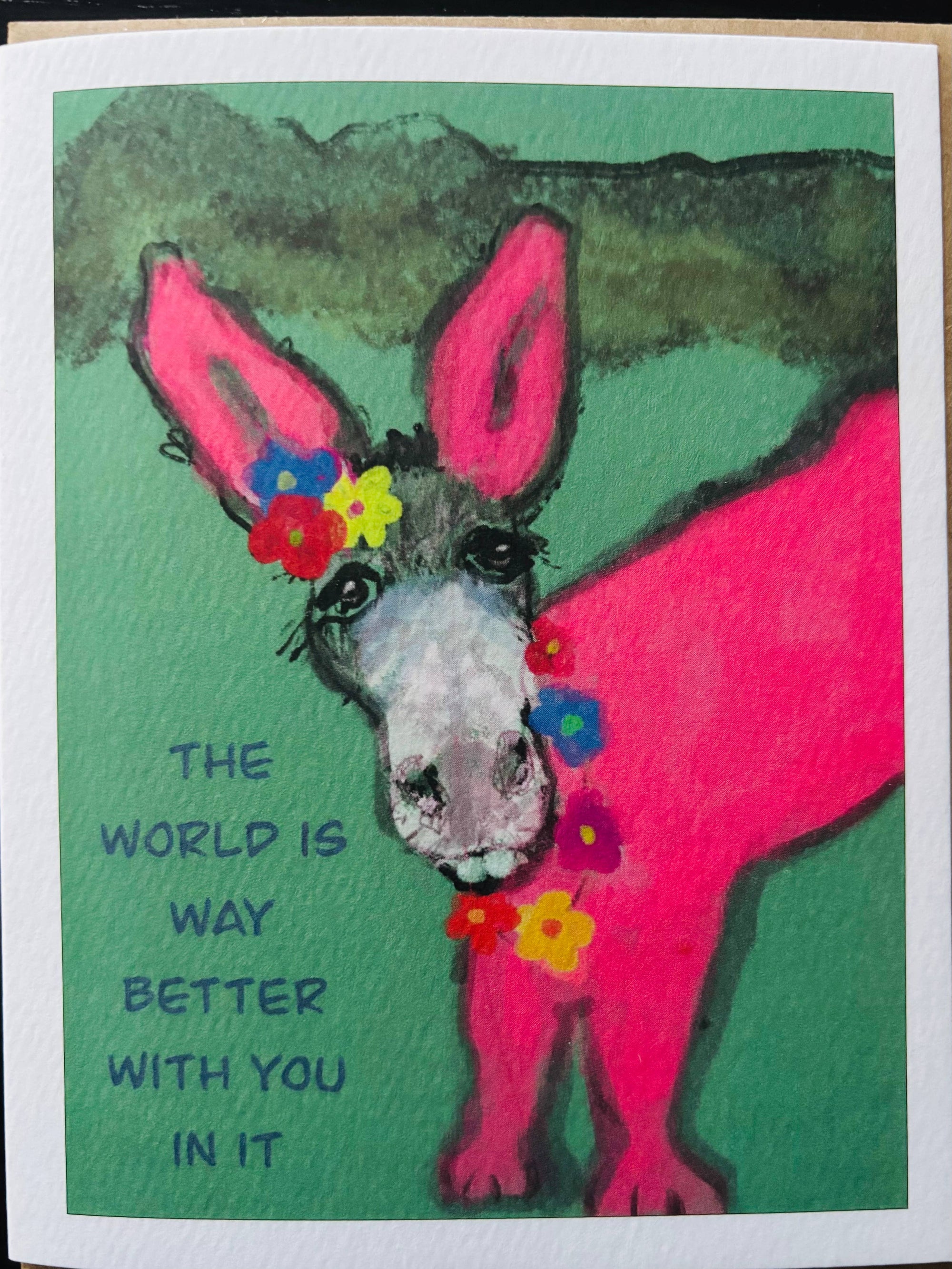 Better with you funny pink donkey pet greeting card 