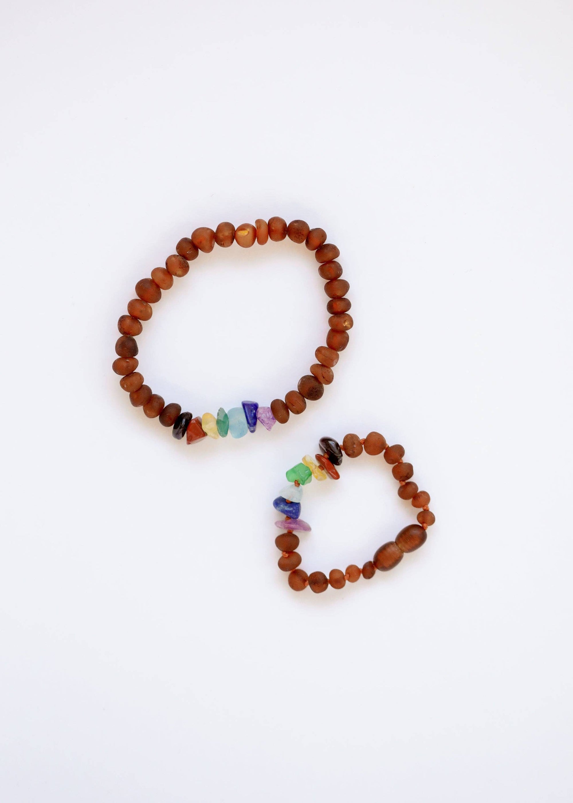 Raw Cognac Amber + Raw CHAKRA Crystals Bracelet