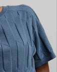 Chevron Ruben Tee - Delphinium