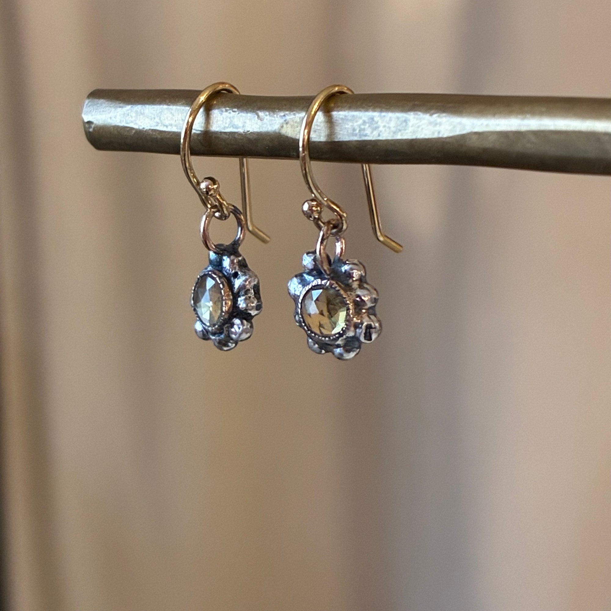 EL026-11 Citrine Ancient Beaded Earrings