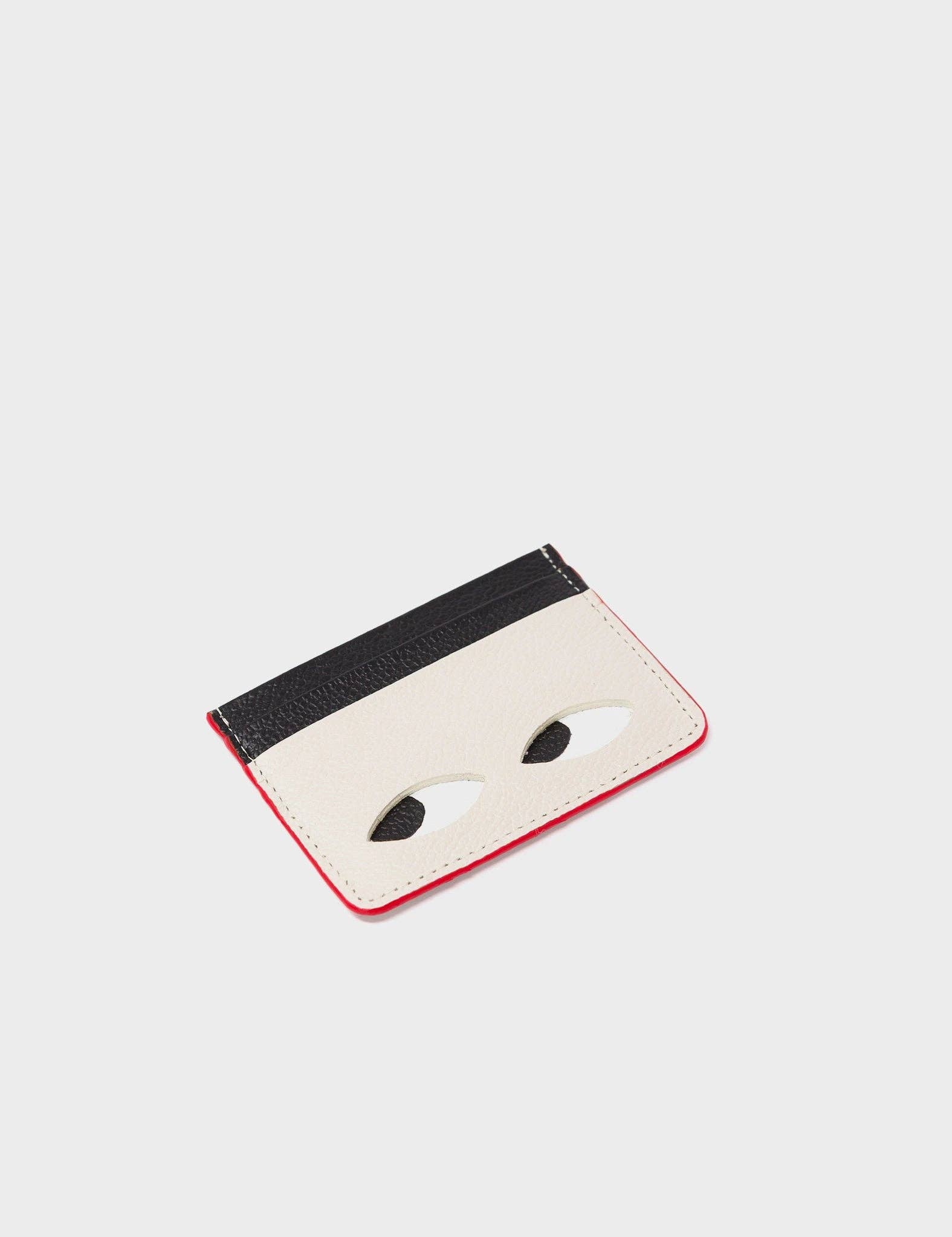 Filium Cream Leather Cardholder - Eyes Engraved