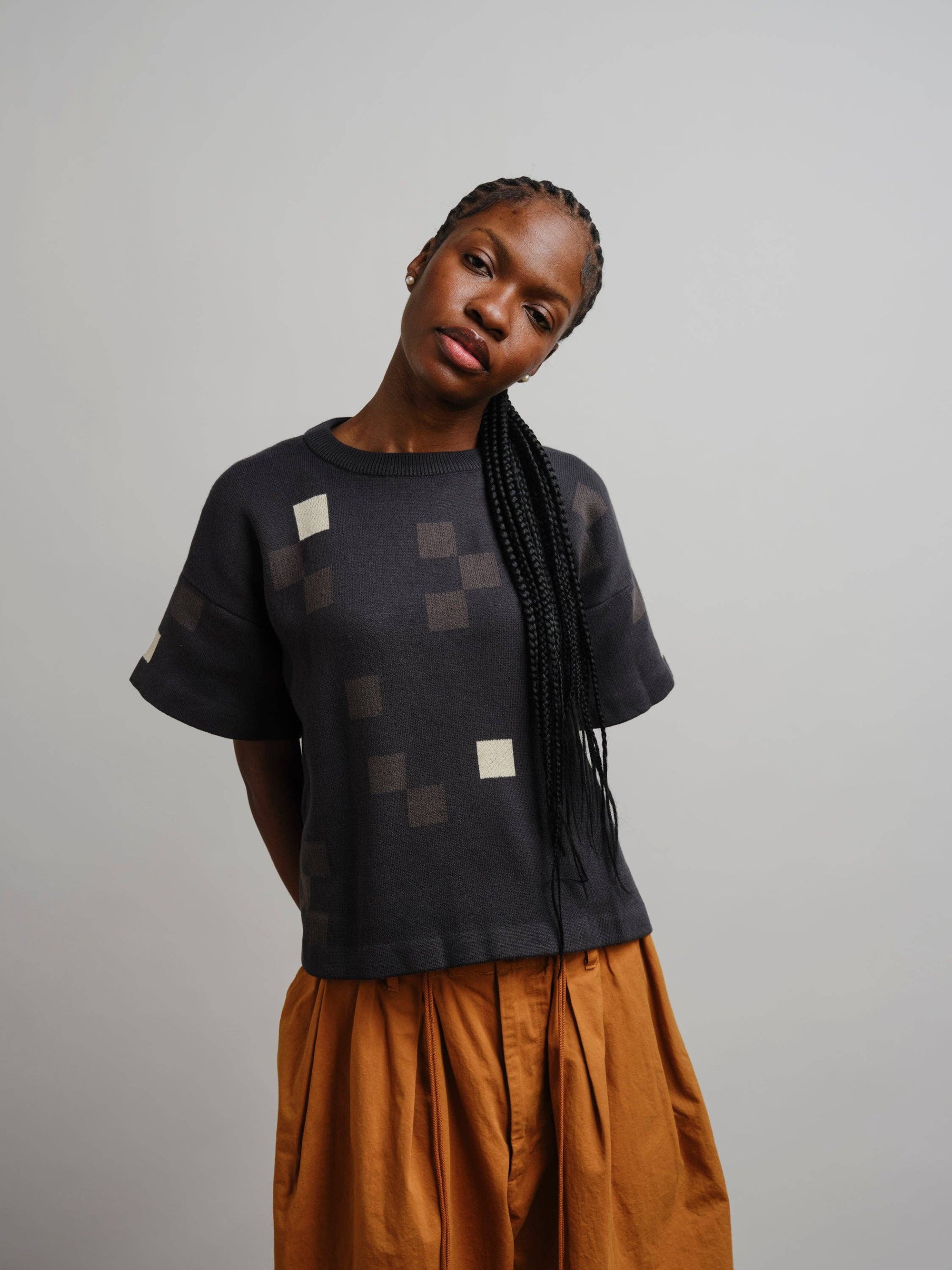 Albers Short Sleeve Sweater Tee - Obsidian