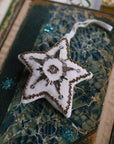 Kansas Star, Natural, Cotton filled Ornament, Embroidered