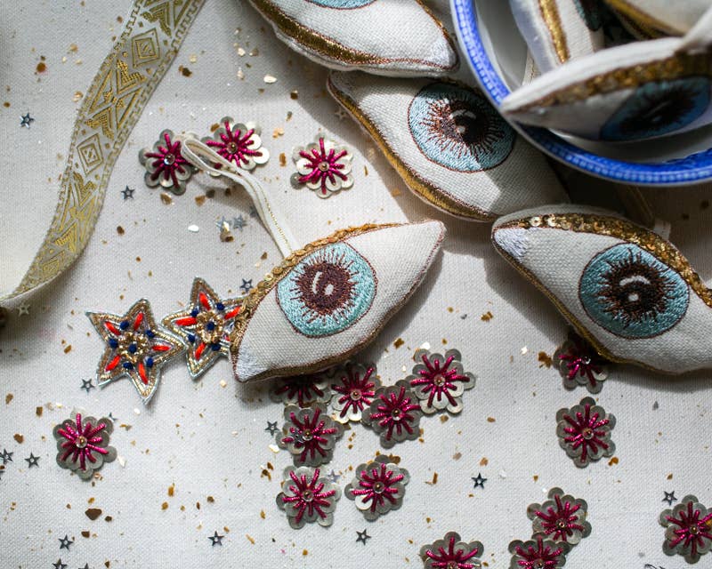 Evil Eye, Cotton &amp; Lavender stuffed Ornament, Token