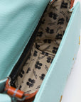 Anastasio Micro Crossbody Handbag Eggshell Blue Leather - Retro Tiger Embroidery