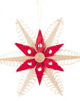OR251456 Red Natural Wooden Star Ornament