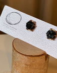 EL026-03 Black Quartz Druzy Studs