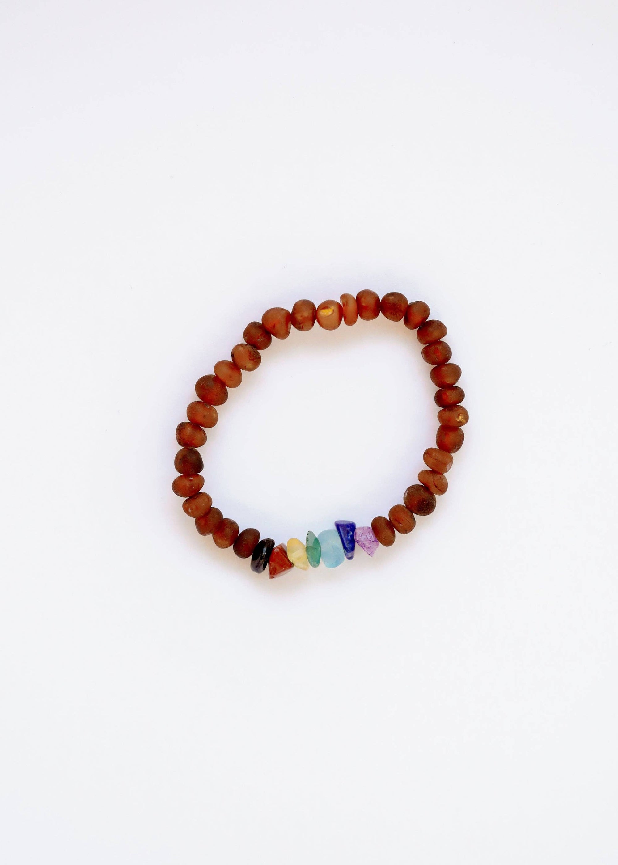 Raw Cognac Amber + Raw CHAKRA Crystals Bracelet