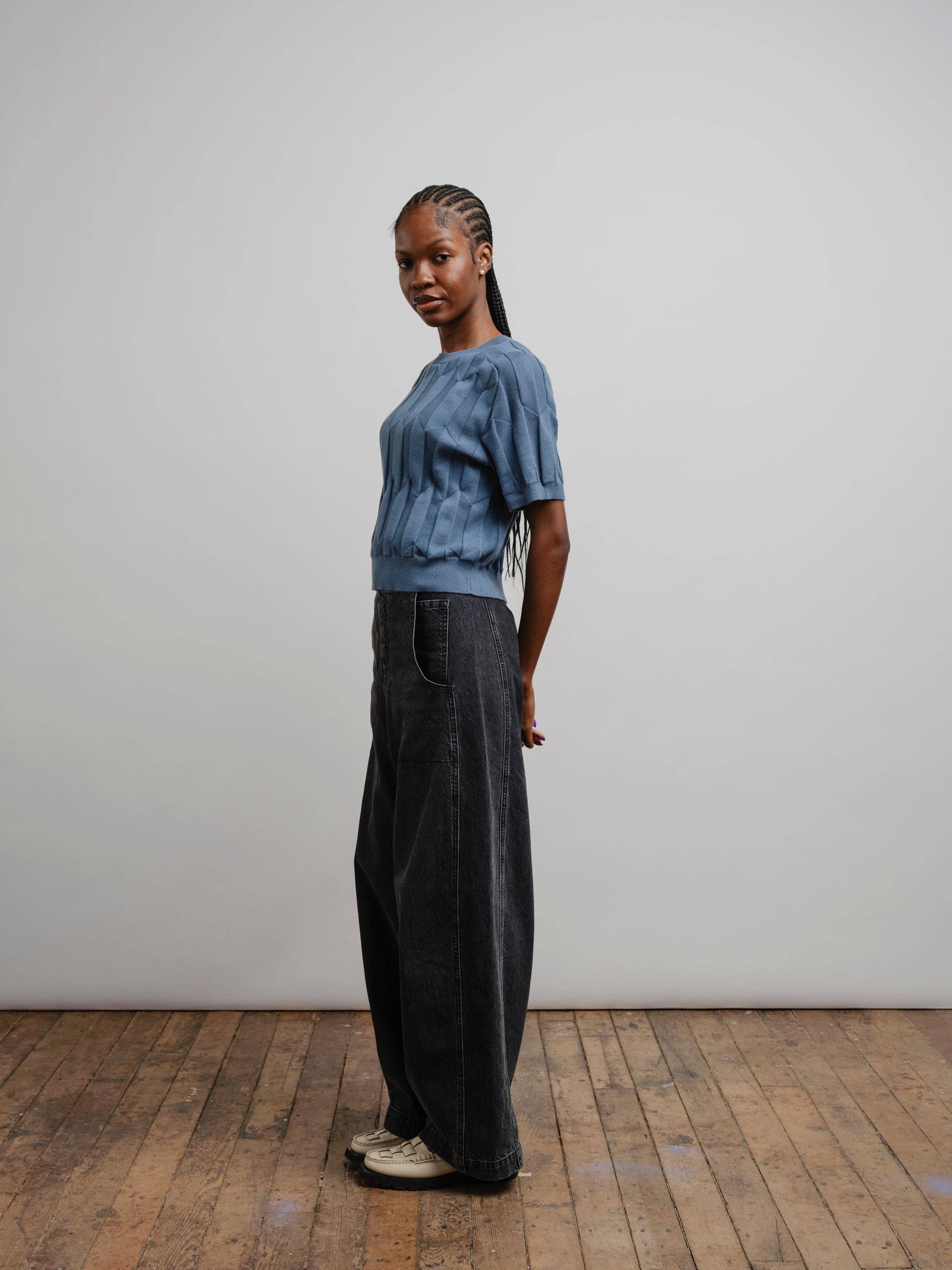 Chevron Ruben Tee - Delphinium