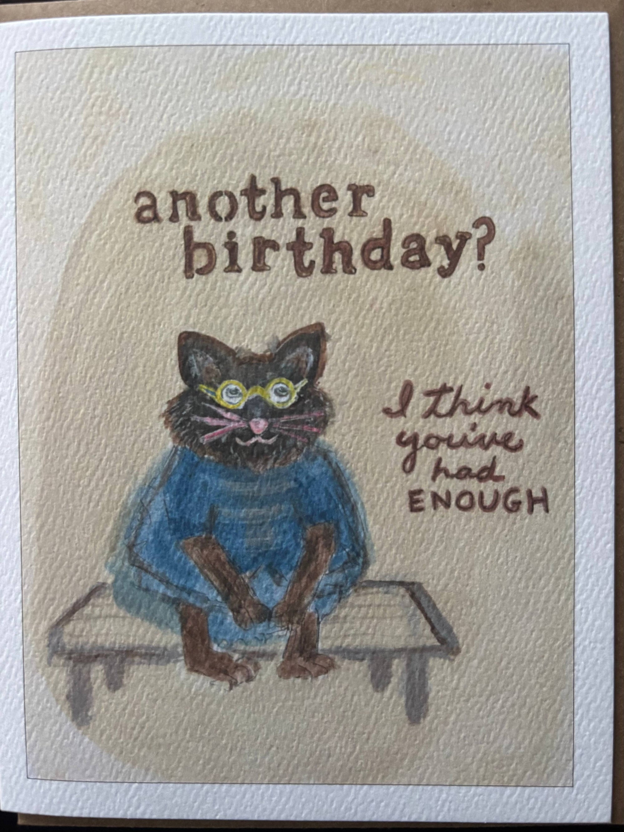 Another birthday? Humorous Adorable fat cat greeting card