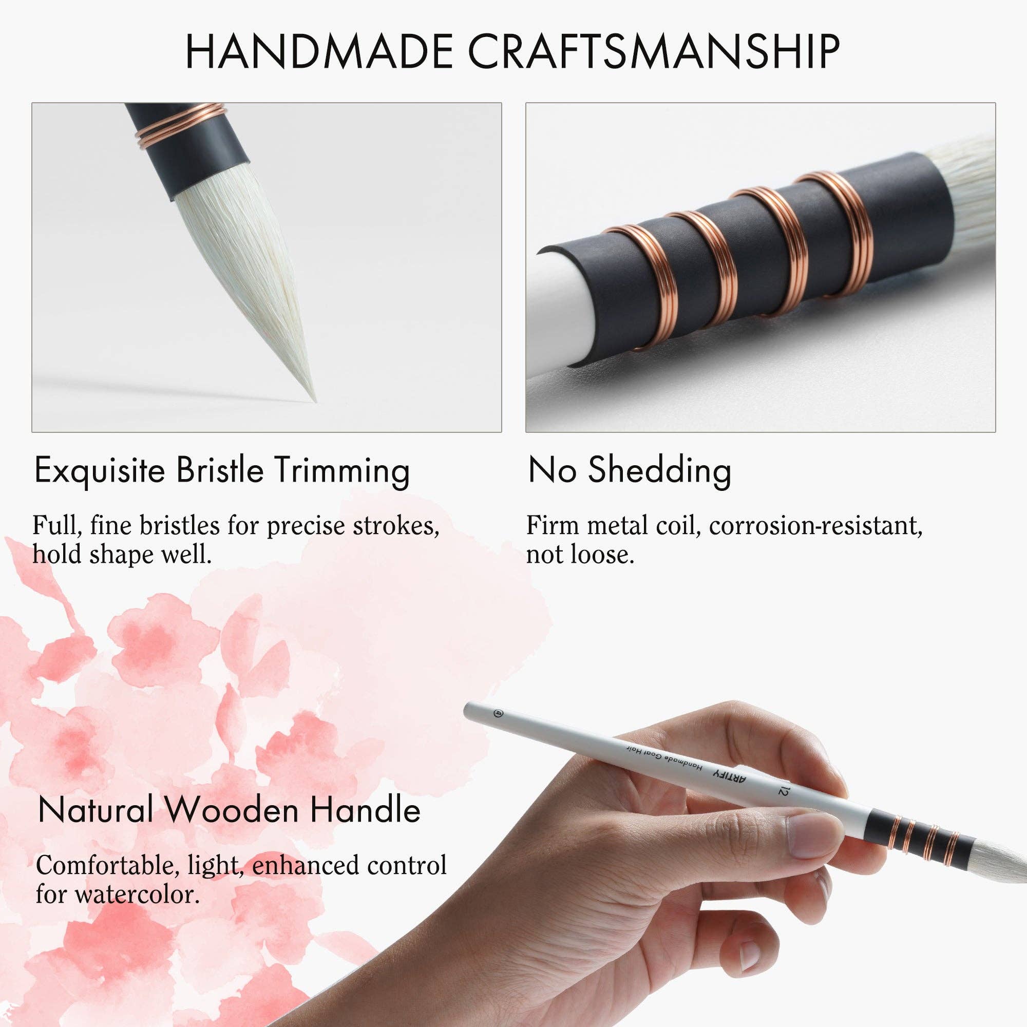 ARTIFY Professional Goat Hair Watercolor Brushes