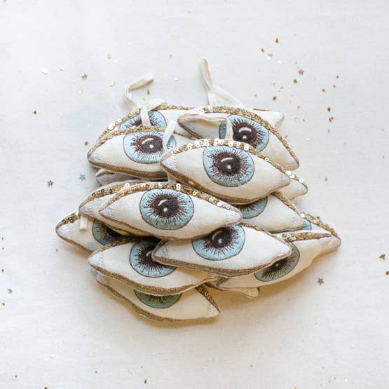 Evil Eye, Cotton &amp; Lavender stuffed Ornament, Token