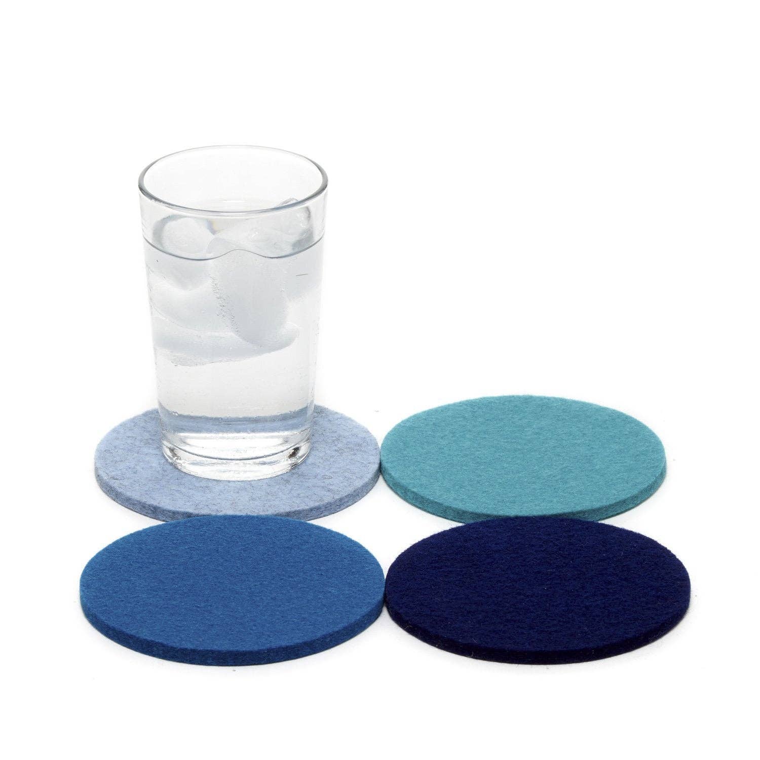 Bierfilzl Merino Wool Felt Round Coaster 4 Pack Ocean