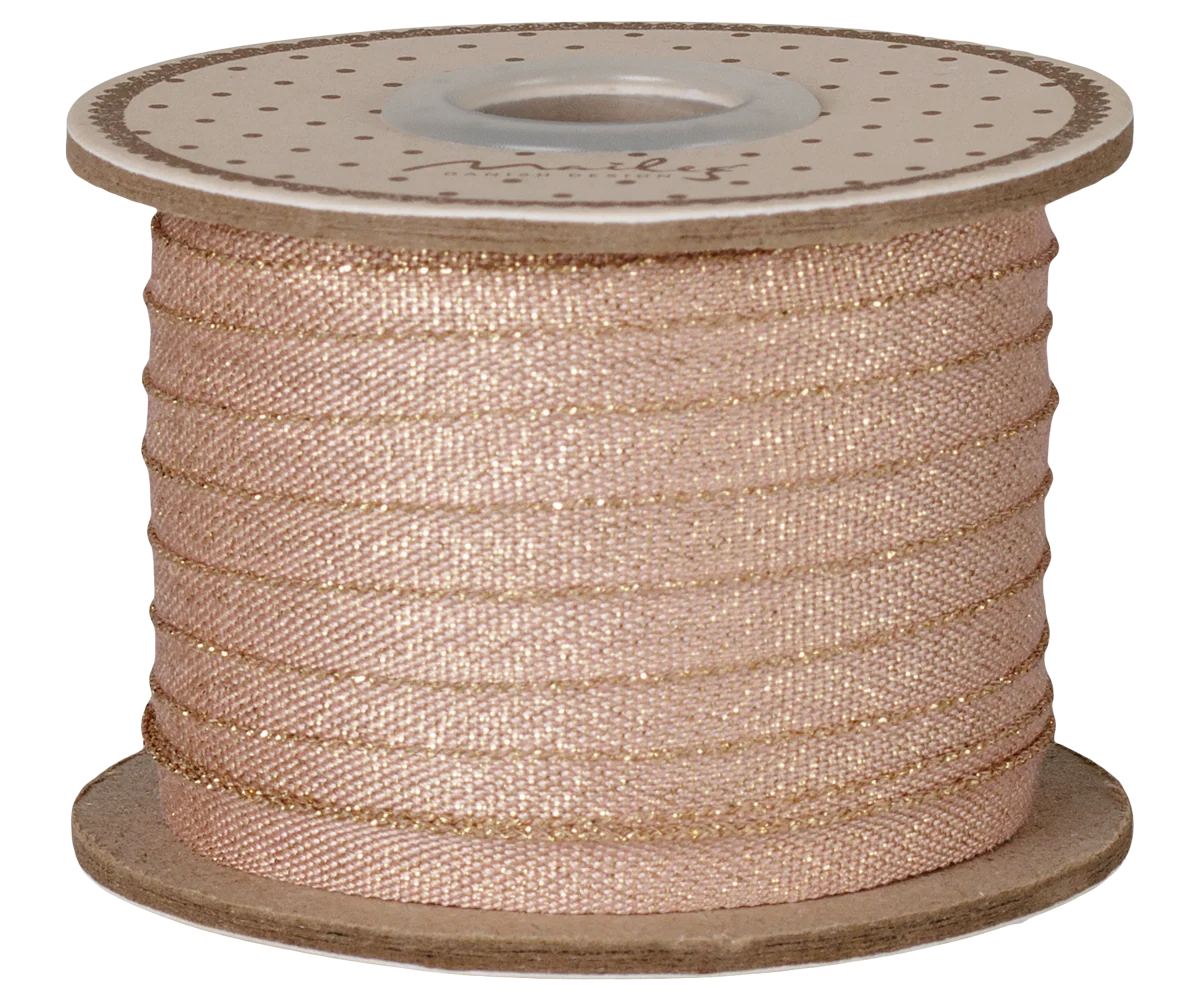 Ribbon, W: 6 mm :  Rose/Gold 25m