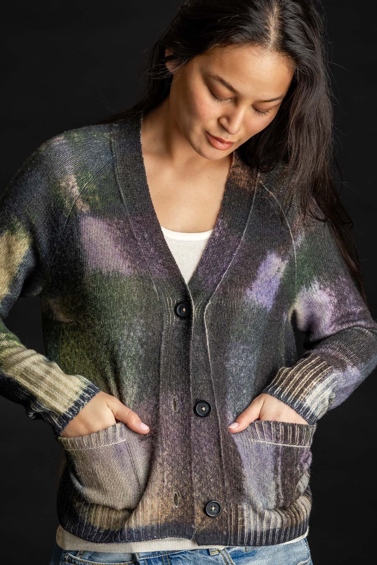 Painted Plaid Cardigan LILAC