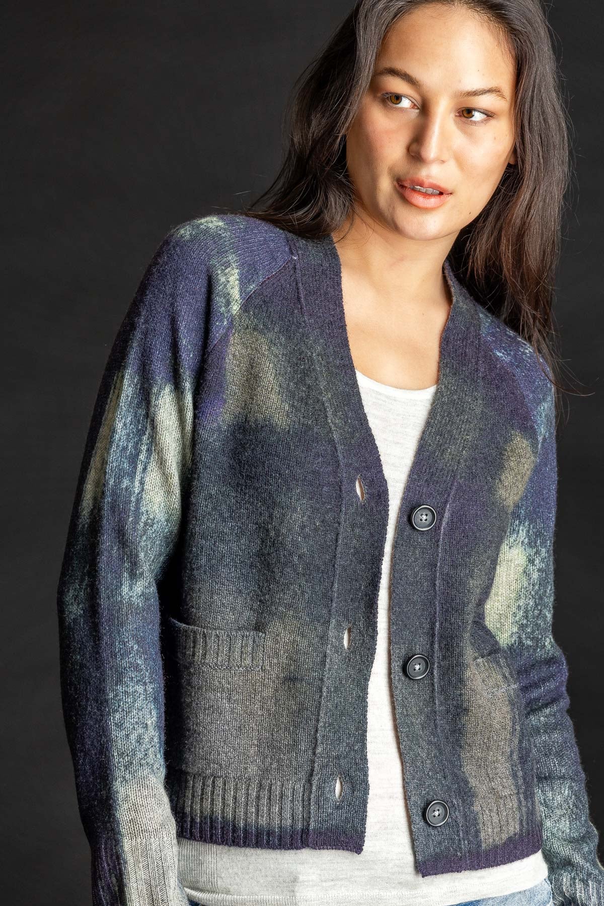 Painted Plaid Cardigan THUNDER