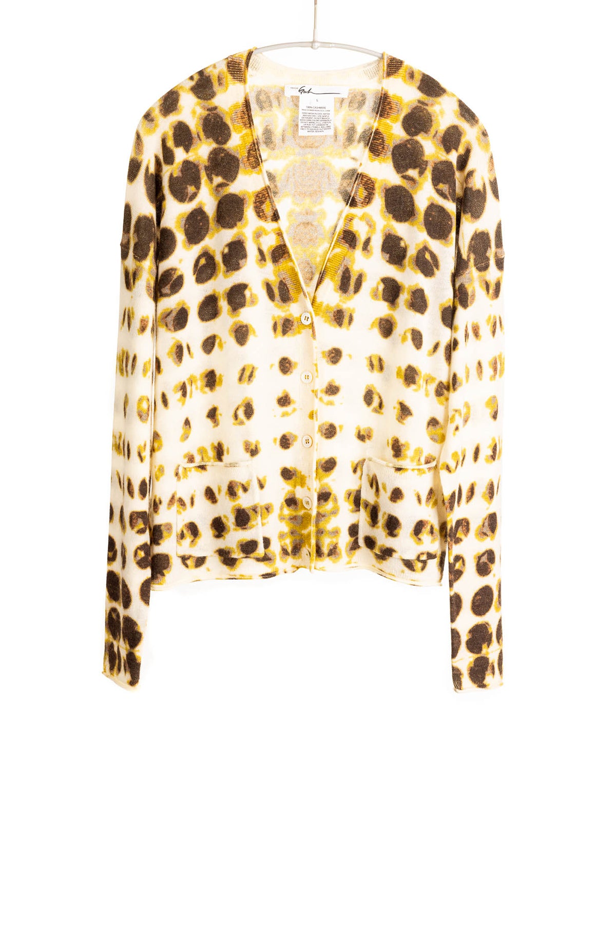 Dotted V-Neck Cardigan - Mustard Multi