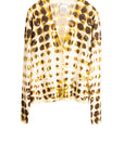 Dotted V-Neck Cardigan - Mustard Multi