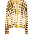 Dotted V-Neck Cardigan - Mustard Multi