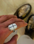 White Buffalo SS Ring - Rectangle