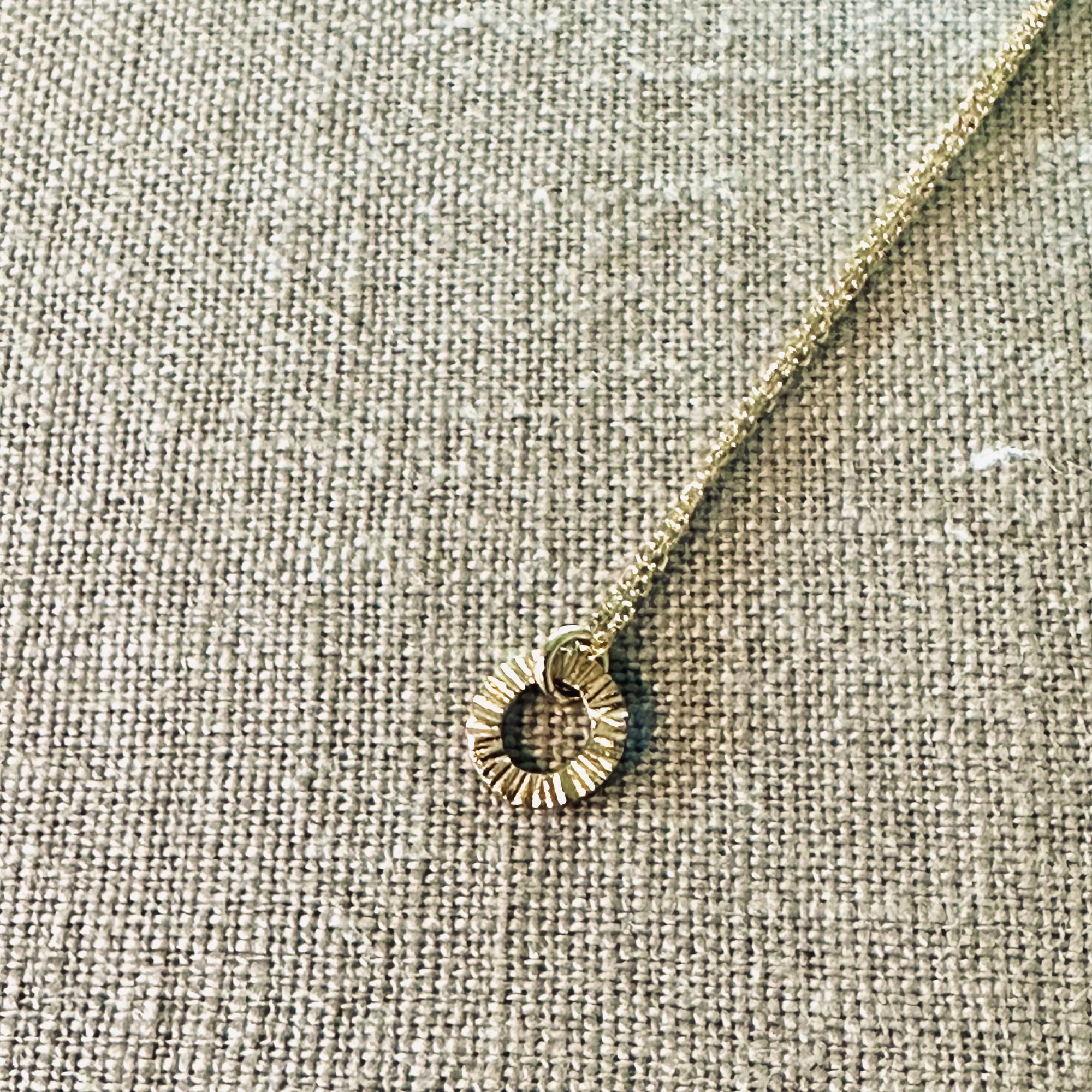 14K Gold Sunburst Circle Necklace