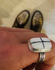 White Buffalo SS Ring - Rectangle