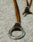 Sterling Silver Circle Leather Necklace - Sleeping Beauty Turquoise