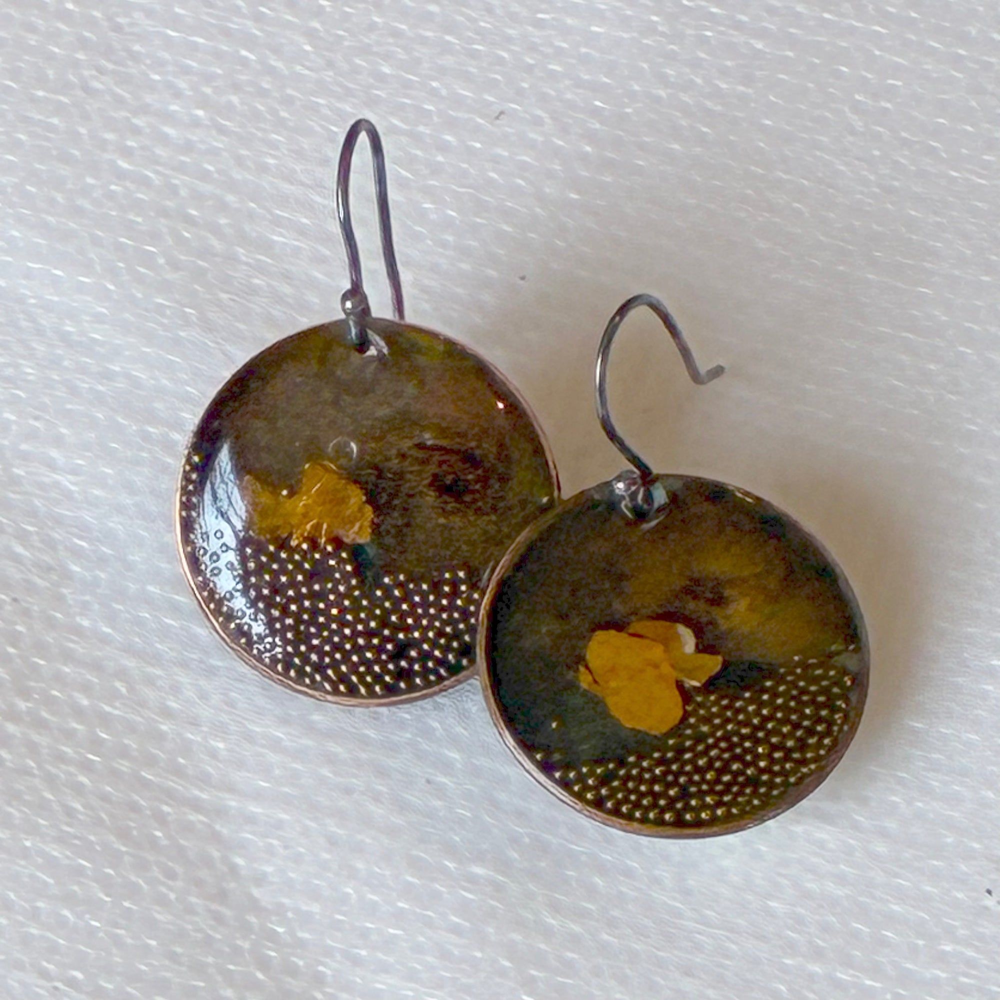 EL026-31 Brown/Gold/Copper Resin Earrings