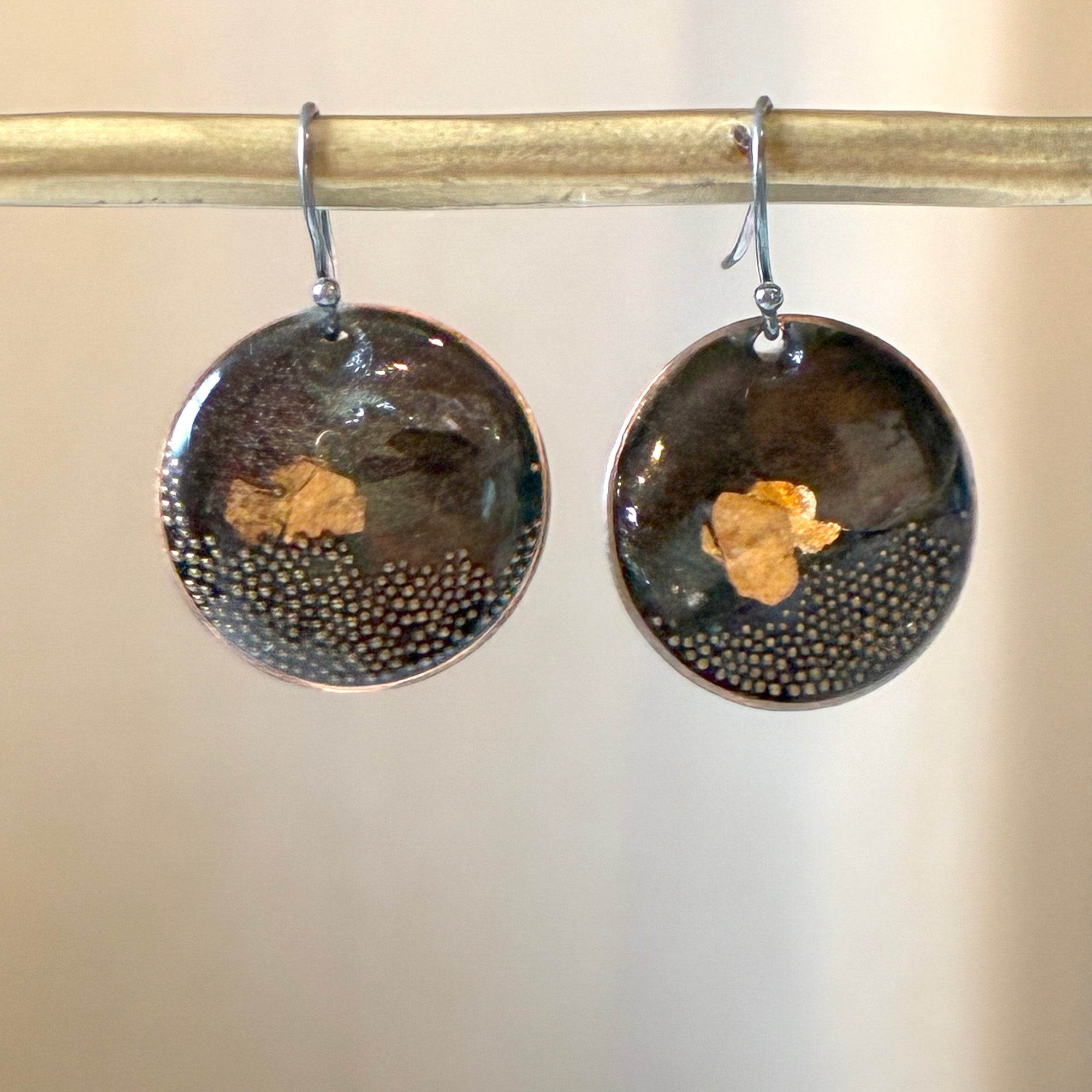EL026-31 Brown/Gold/Copper Resin Earrings