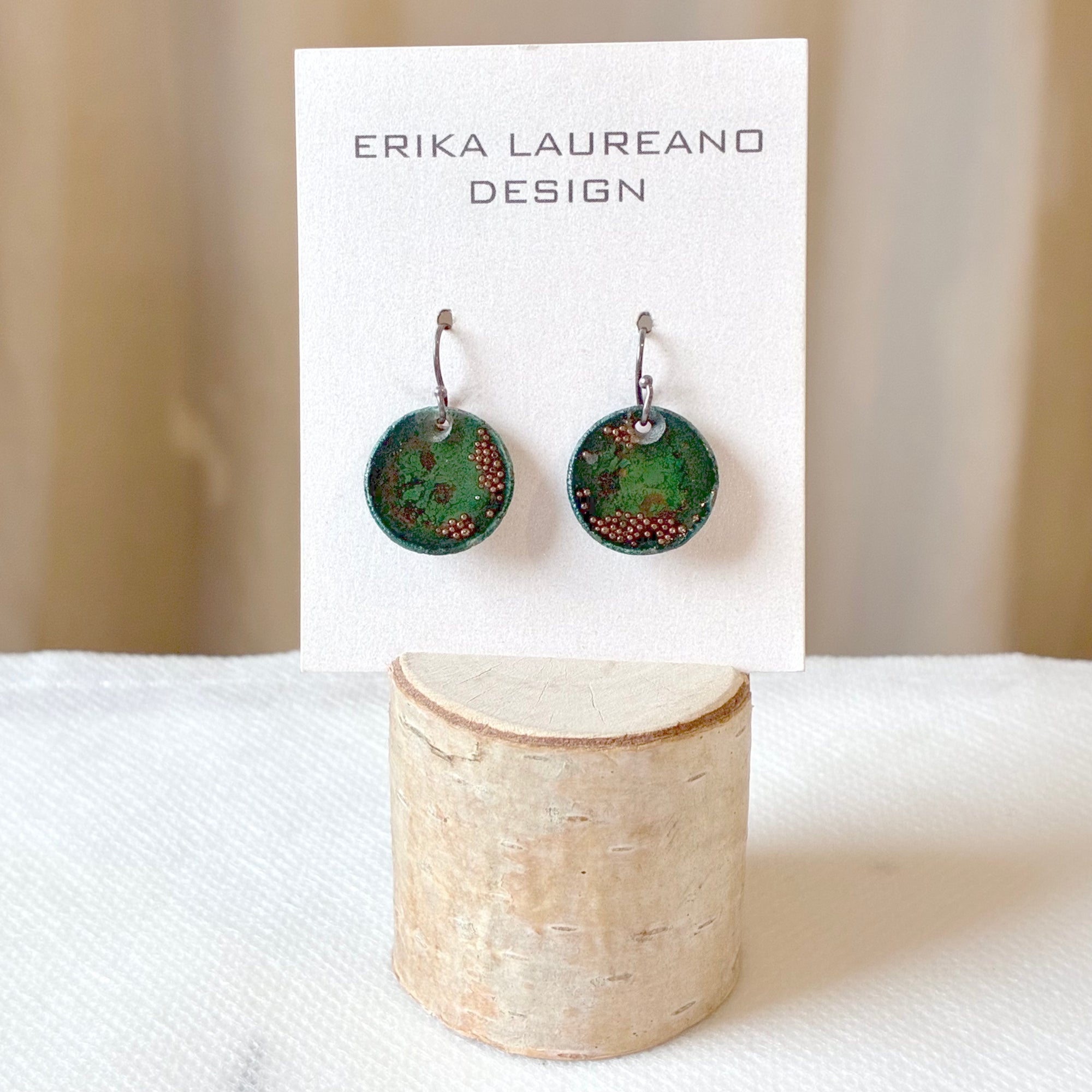 EL026-30 Green/Copper Resin Earrings