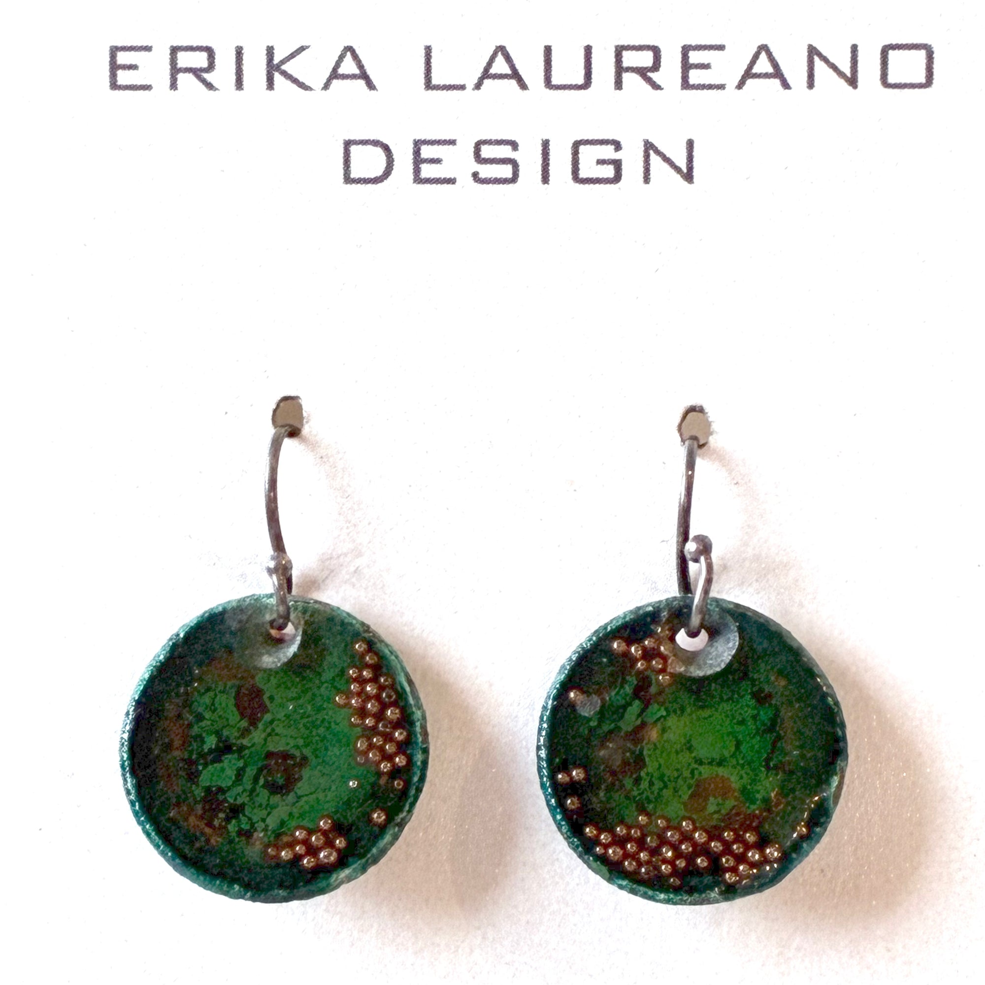 EL026-30 Green/Copper Resin Earrings