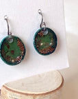 EL026-30 Green/Copper Resin Earrings