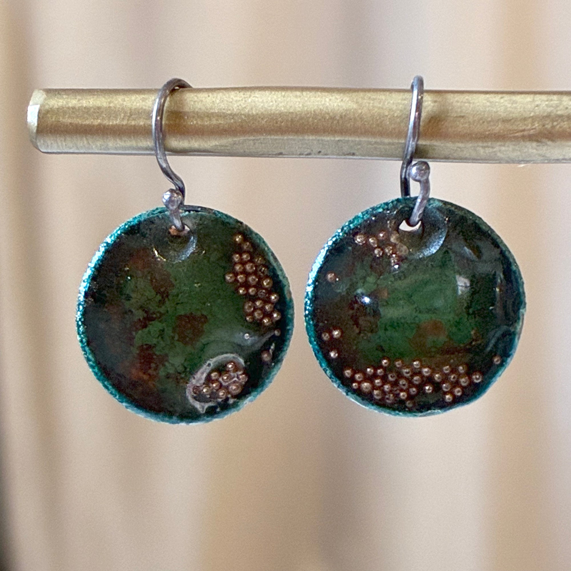 EL026-30 Green/Copper Resin Earrings