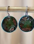 EL026-30 Green/Copper Resin Earrings