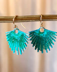 EL026-33 Fan Dangle Patina Earrings