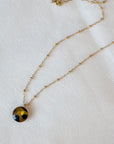 EL026-17 Black/Gold Resin Necklace