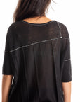 S453LN Linen - Half Sleeve Bateau BLACK