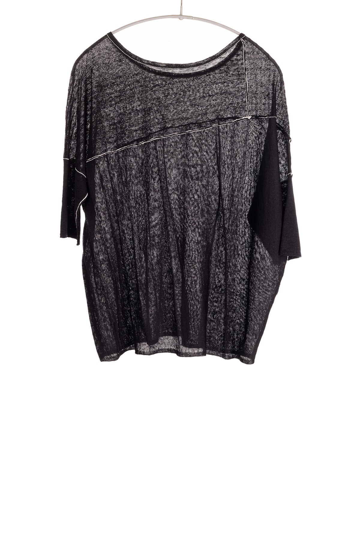 S453LN Linen - Half Sleeve Bateau BLACK