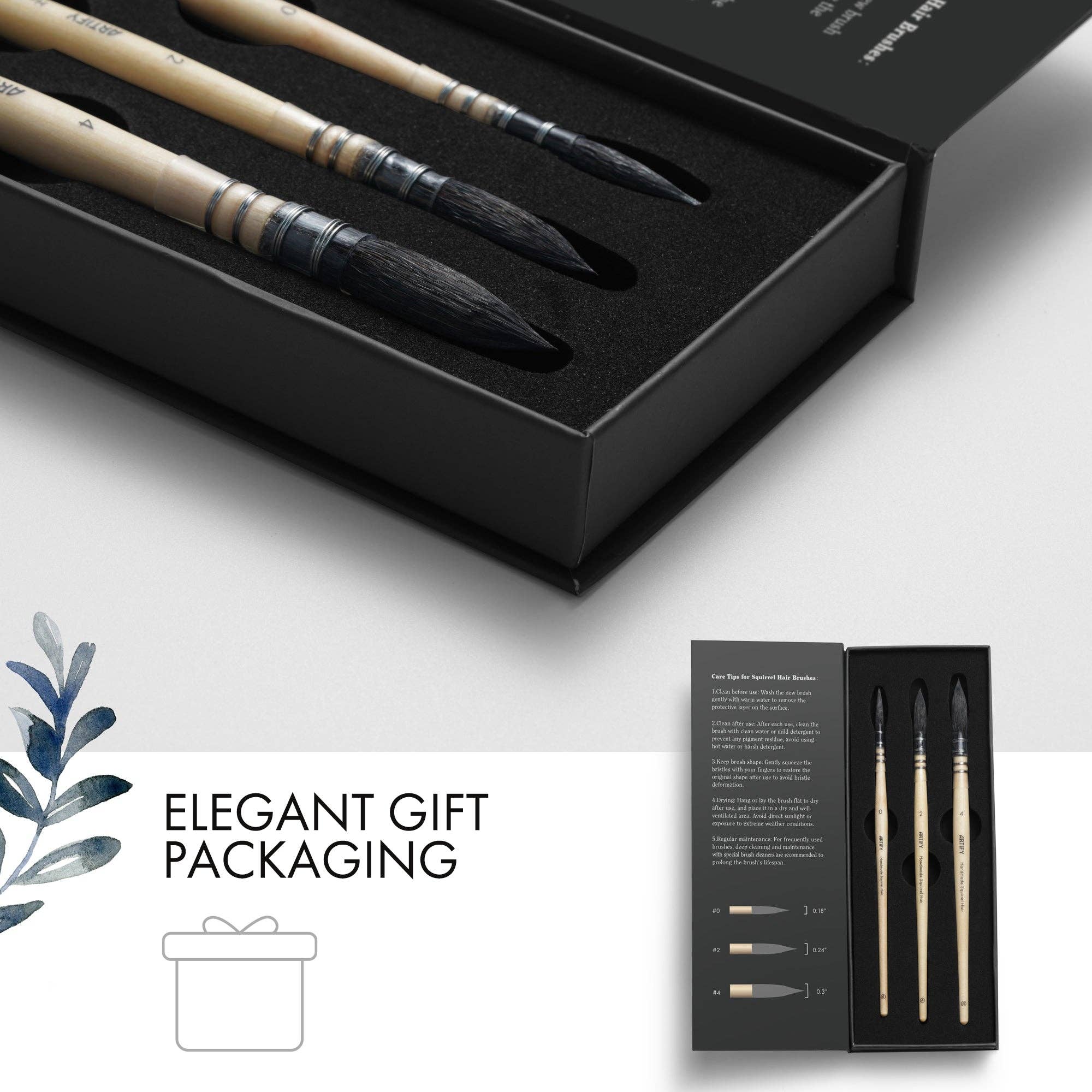 ARTIFY Professional Squirrel Hair Watercolor Brushes