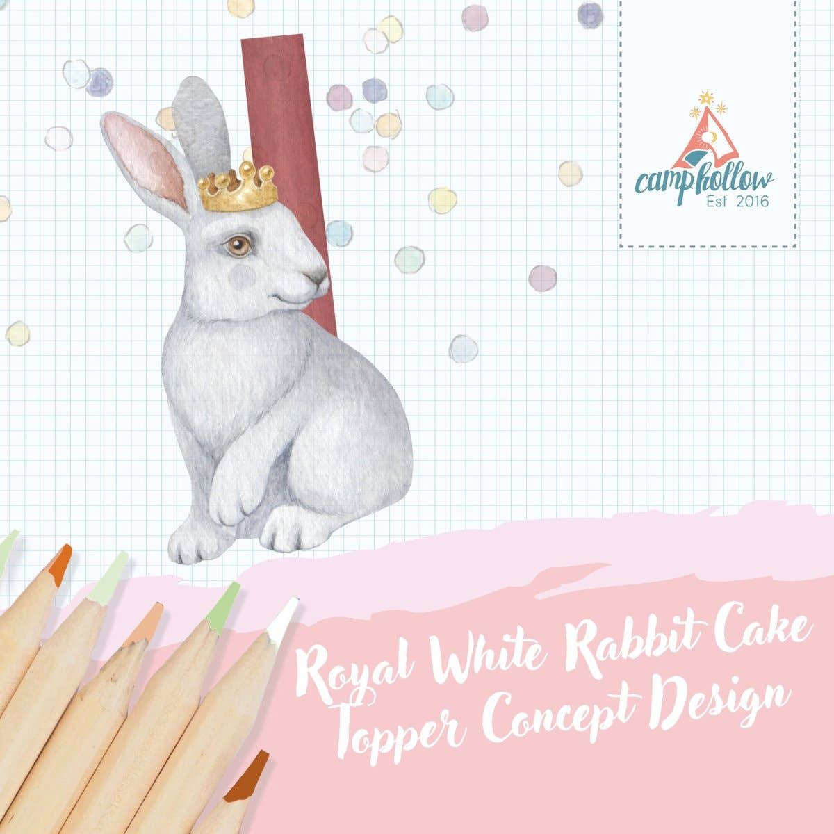 Royal White Rabbit Cake Topper