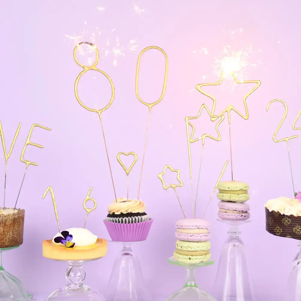 Mini 4&quot; Gold Number Sparkler Wand Card - Singles