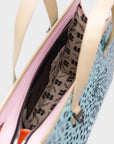 Simon Eggshell Blue Leather Medium Handbag - Retro Tiger Design